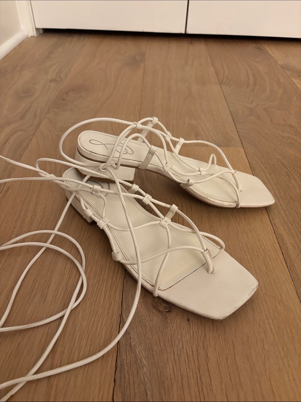 Sam Edelman Lace-Up Strappy Sandals in White